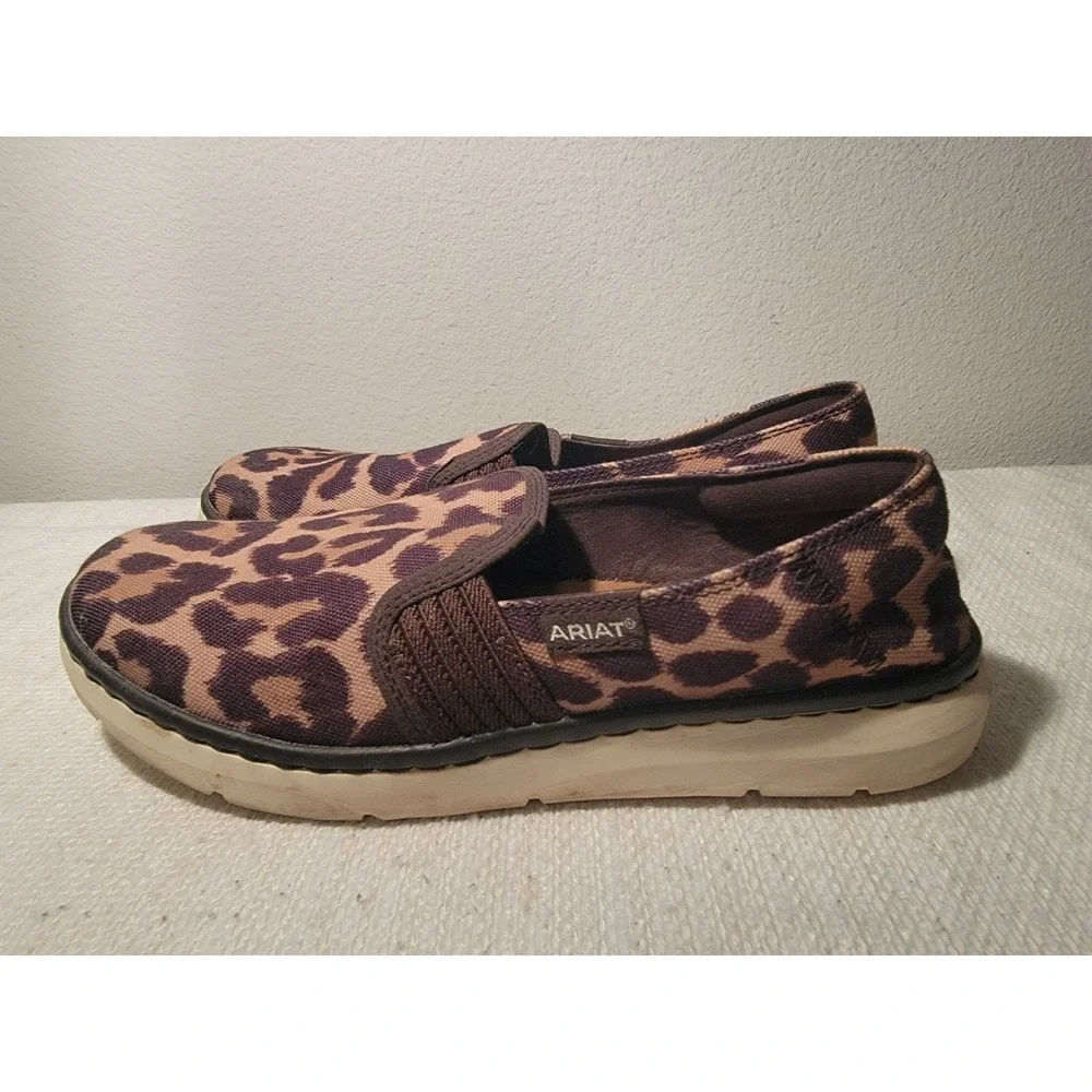Ariat Canvas Flats Ryder Leopard‎ Print Women's 9B Slip On Shoes EU 40M